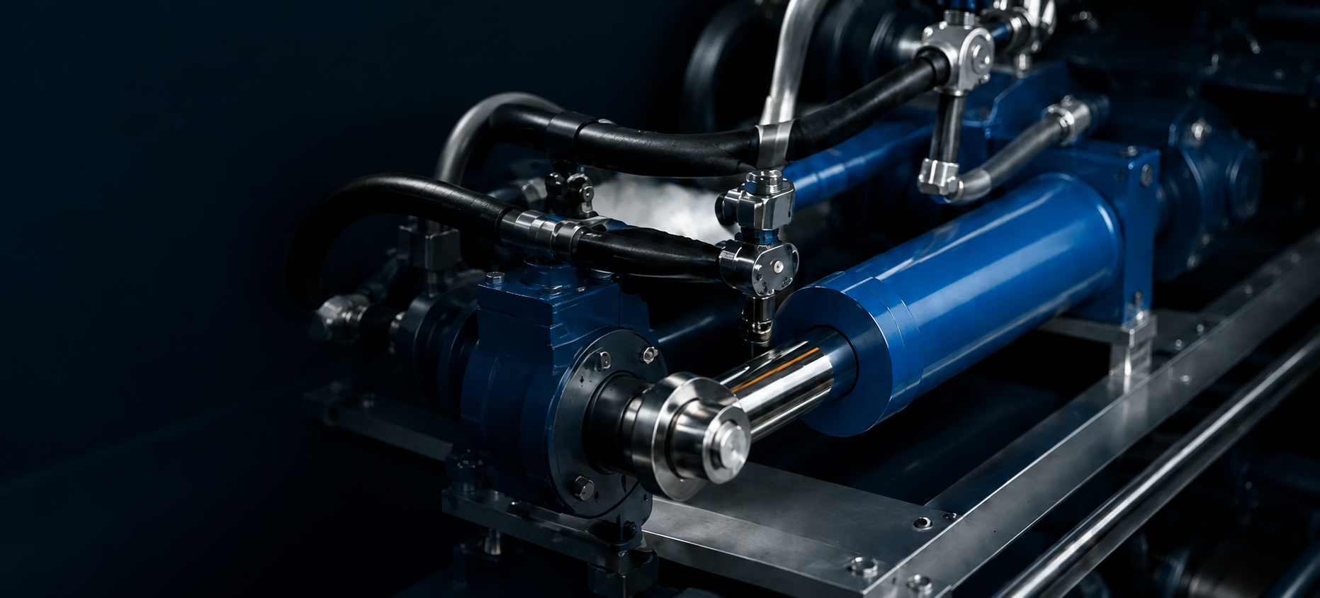 Industrial hydraulic machinery in operation